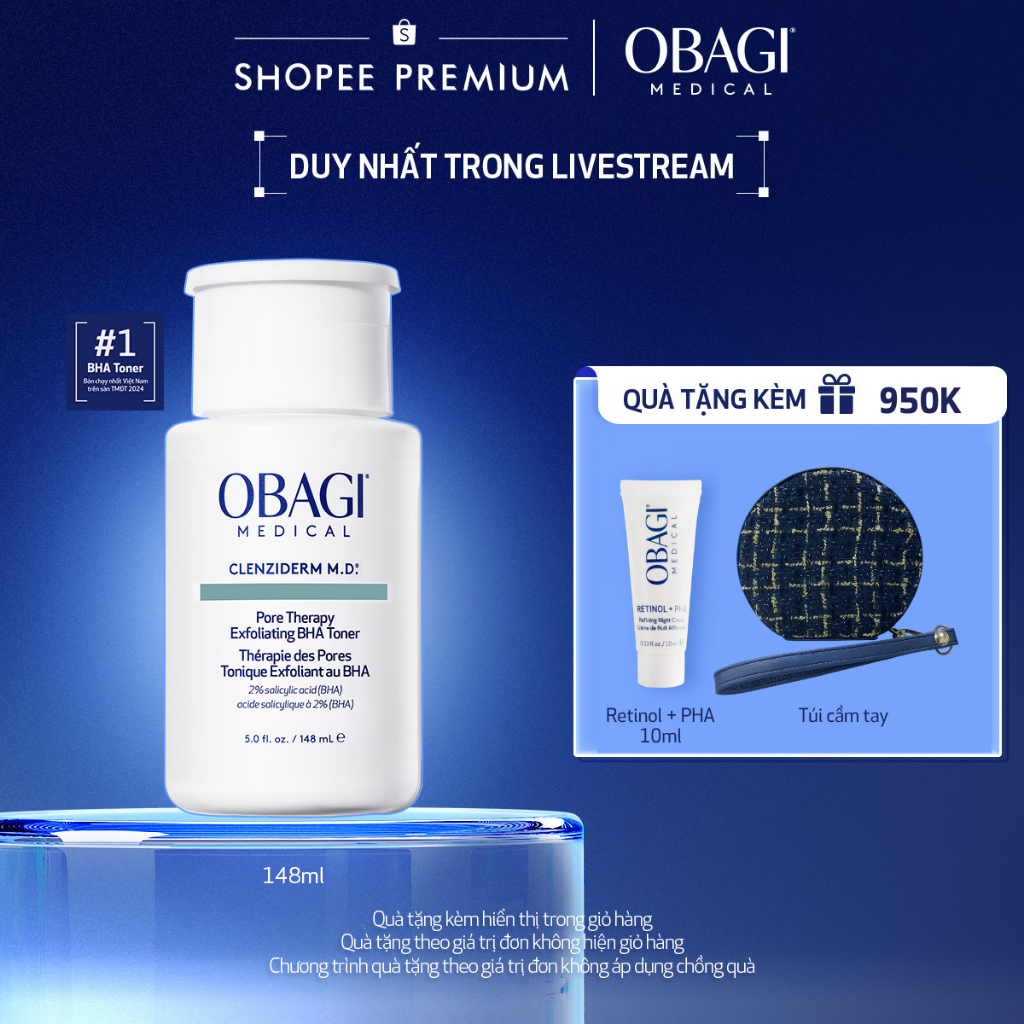 [Obagi - Lucie] [Phiên Bản Mới] Toner BHA giảm mụn Obagi Medical Clenziderm M.D. Pore Therapy Exfoli