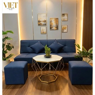 Bộ sofa bed + bàn trà + 2 đôn + 2 gối nhỏ ( Giao hàng toàn quốc )