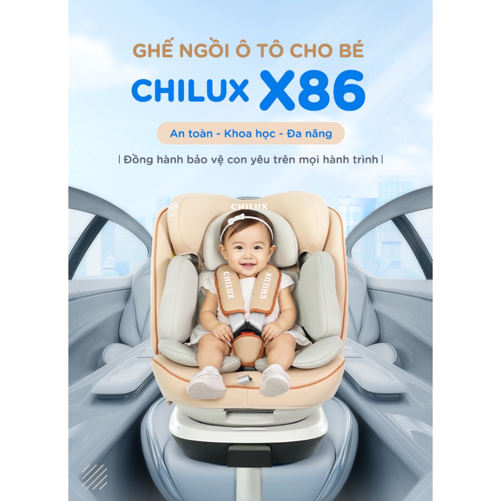 Ghế ngồi ô tô cho bé Chilux X86 cao cấp Isofix đạt chuẩn I-size