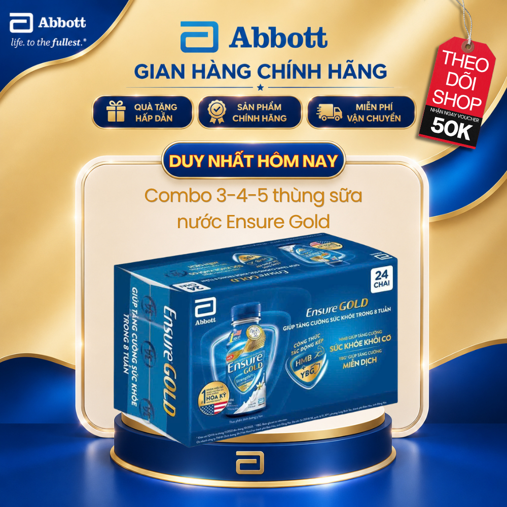 Combo 3,4,5 thùng sữa nước Ensure Gold 237ml/chai thùng 24 chai chính hãng Abbott