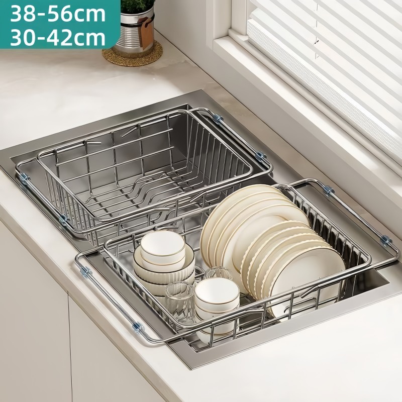 Kệ Úp Chén Bát Rửa Trái Cây/Rổ Inox 304 Treo Bồn Rửa Chén/Rổ Úp Chén Inox 304