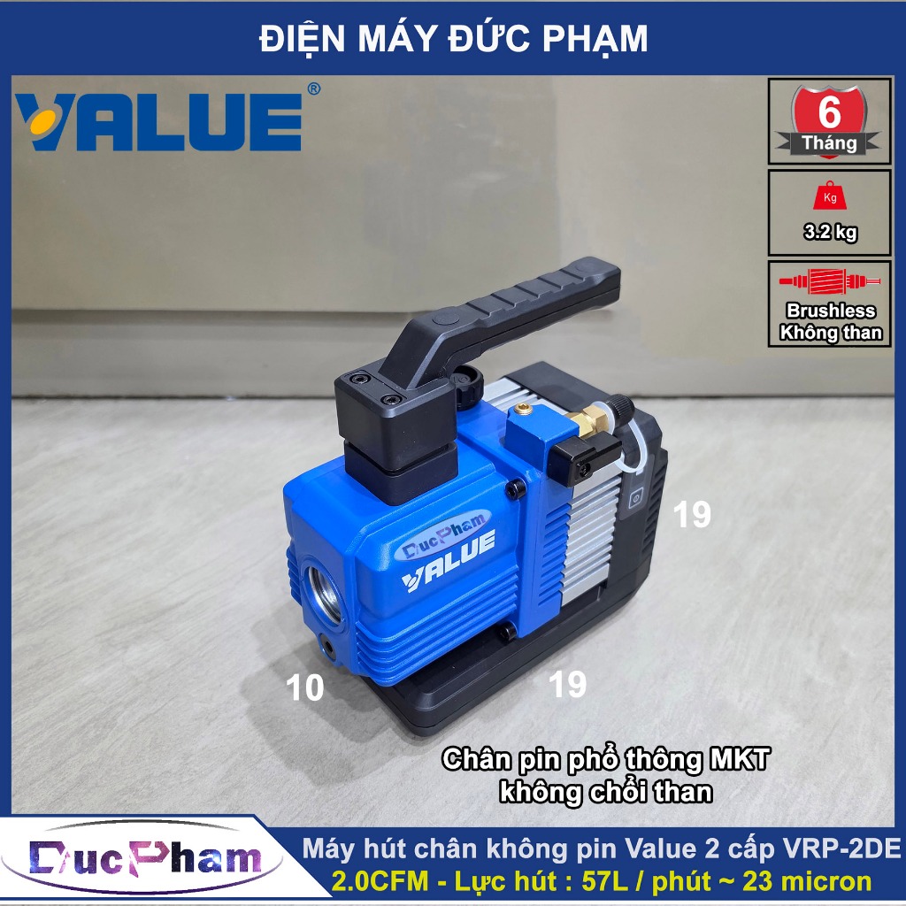 Máy hút chân không pin Value 2 cấp VRP-2DE ( 23 micron ) | Chính hãng có hóa đơn HKD