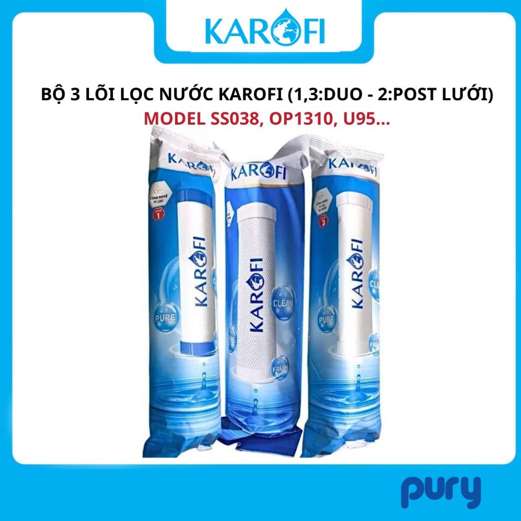 Bộ 3 lõi lọc thô Karofi 123 lõi số 2 POST CARBO (lưới) dùng cho các máy lọc Karofi O-P1310, S-S038, 