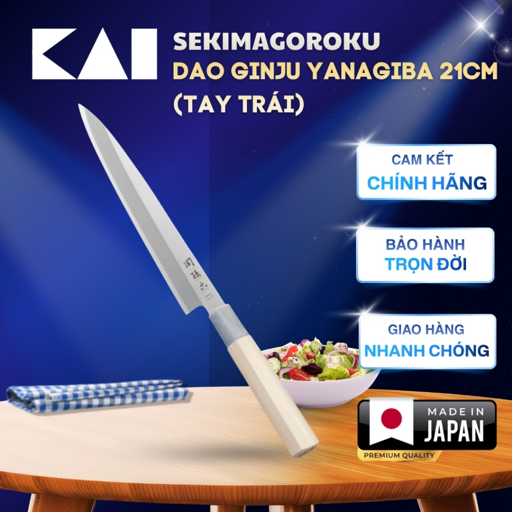 Dao Bếp Nhật Cao Cấp KAI Ginju Sashimi Dao Sashimi KAI AK5067dành cho người thuận Tay Trái (210mm)