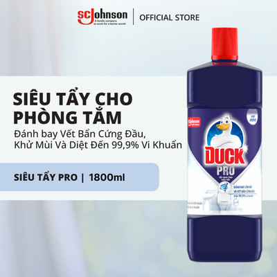 DUCK Tẩy Rửa Nhà Tắm Siêu Tẩy Pro Diệt 99,9% Vi Khuẩn, Tẩy Sạch Vết Bẩn 1800ml