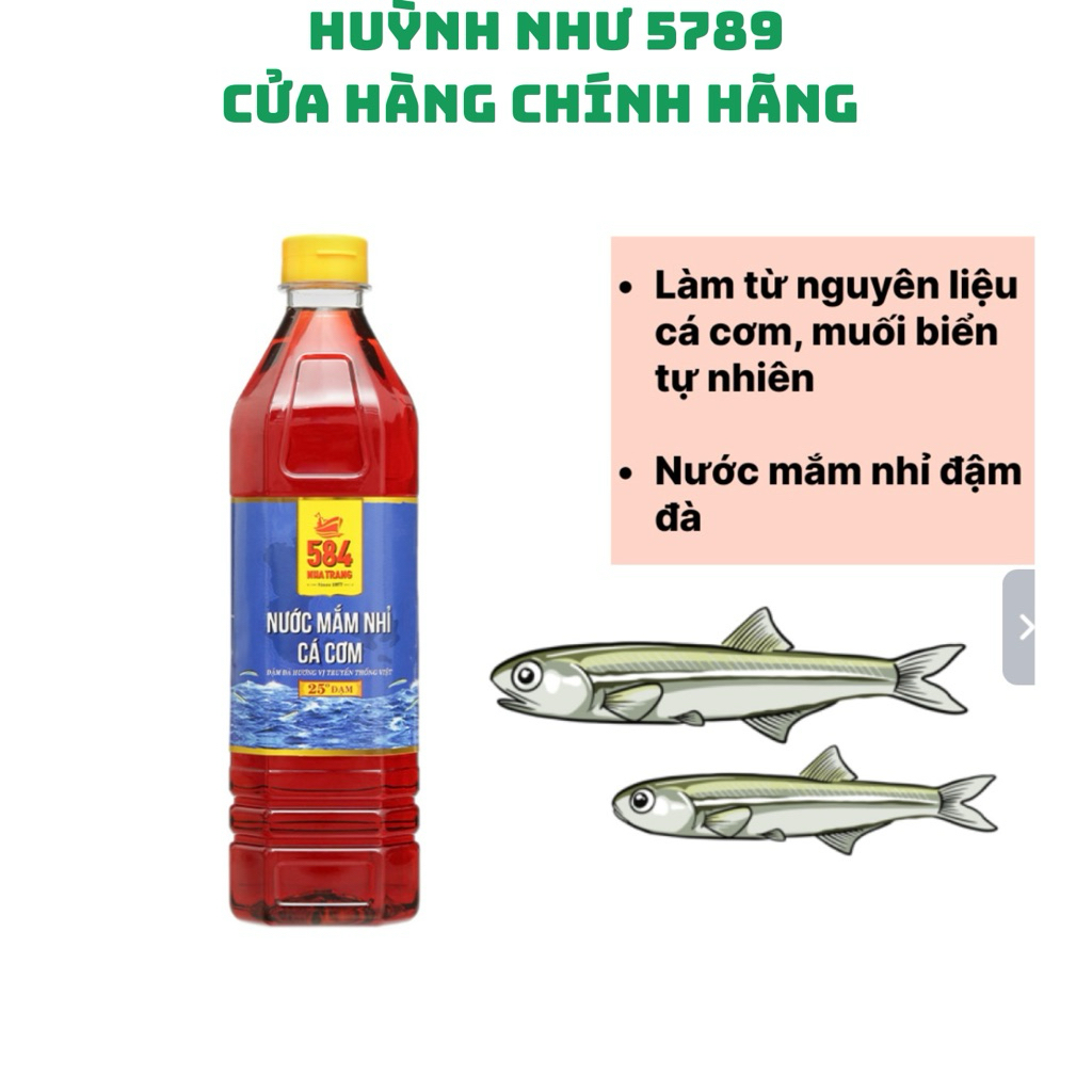 [CHÍNH HÃNG]<chai 1000ml>Nước mắm nhĩ cá cơm 584 Nha trang 25 độ đạm