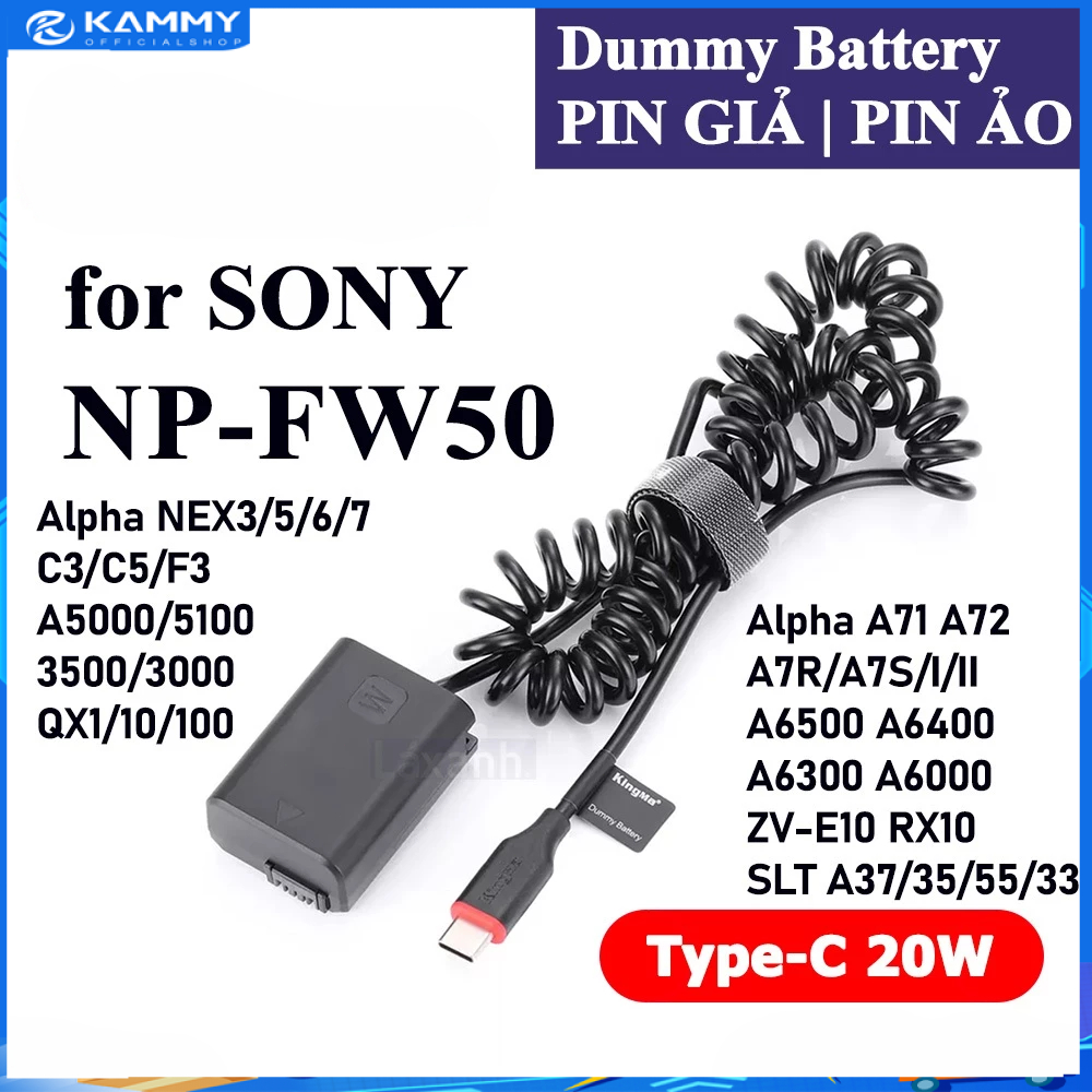 【🔥HCM/24H】Pin giả pin ảo pin dummy battery DC Coupler SONY FW50  -Type-C Sony NP-FW50