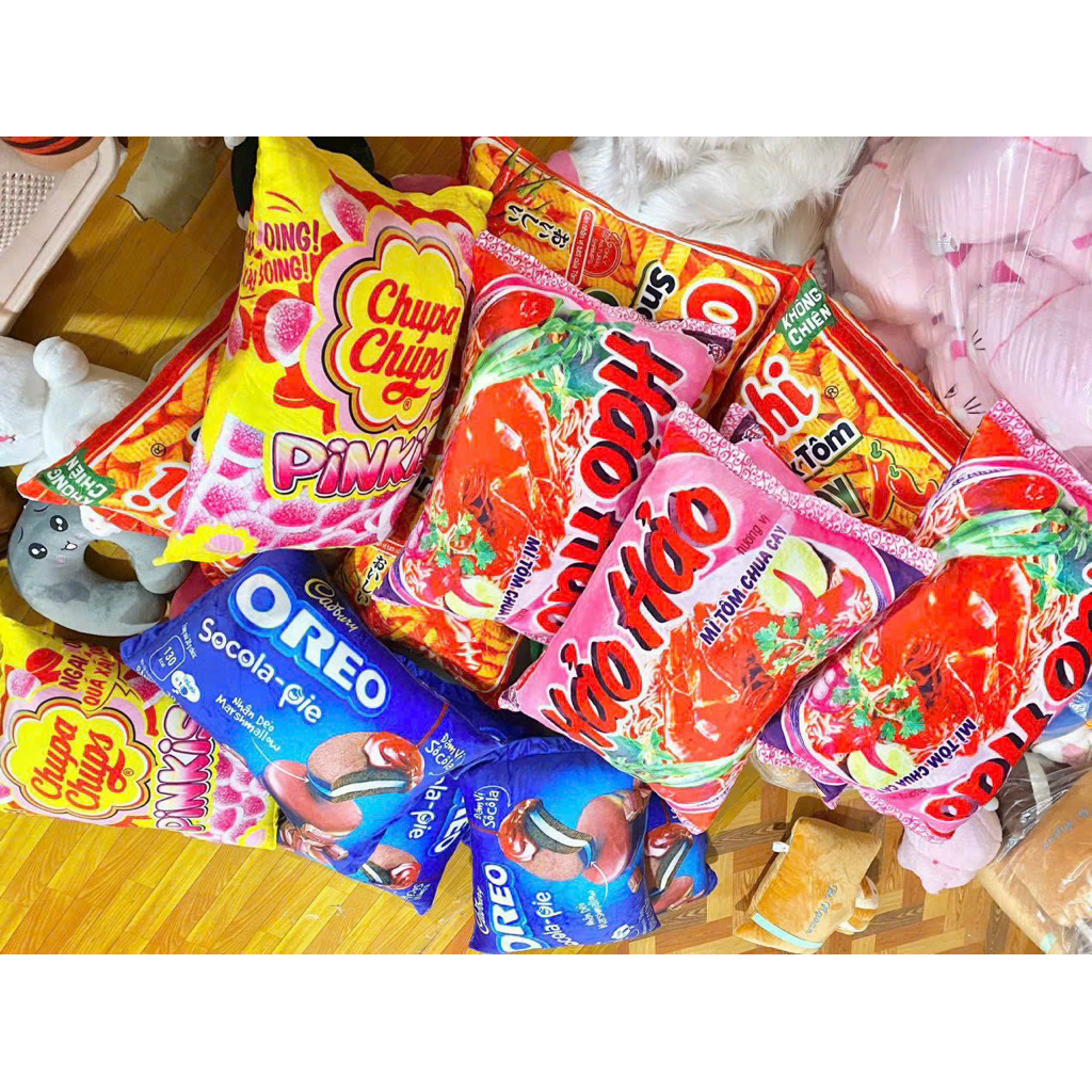 Gối Ôm Bánh Sanck - Hảo Hảo - Orio - Oishi - Chupa chups