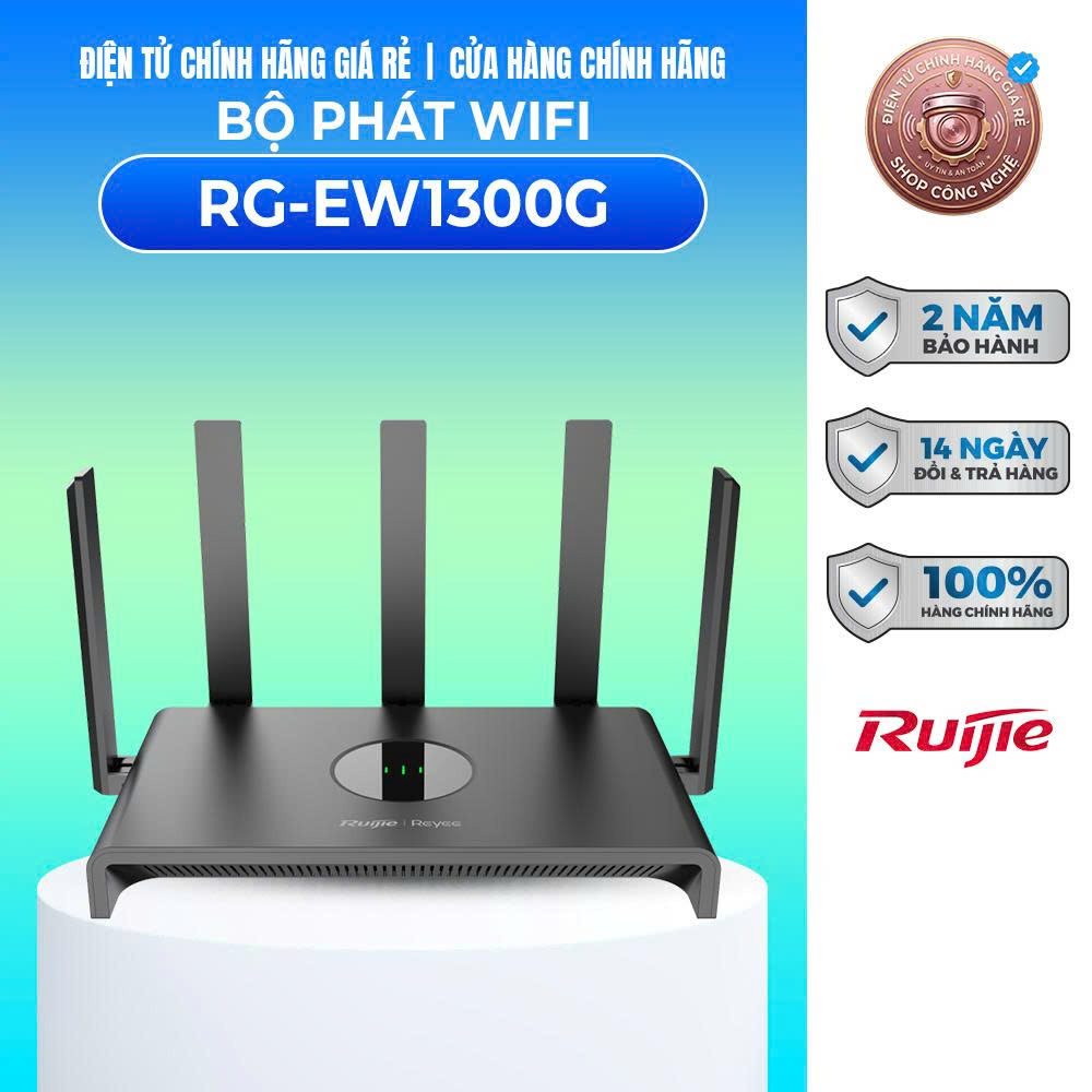 Bộ phát WiFi Reyee RG-EW1300G RUIJIE Chuẩn AC tốc độ 1300Mbps - BẢO HÀNH CHÍNH HÃNG 2 NĂM