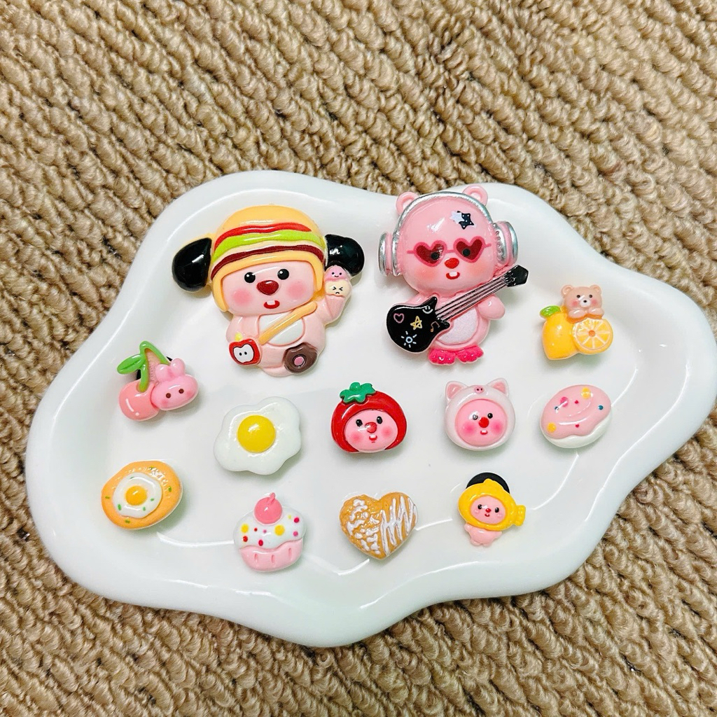 Bộ Charm Sticker Loppy Dễ Thương Trang Trí Dép Sục Dép Cross