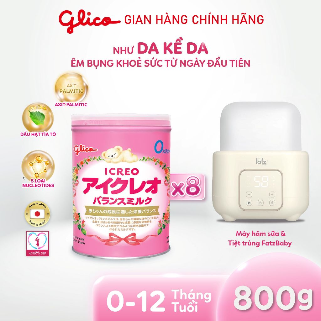 [ICREO SỐ 0] Thùng 8 Lon Sữa Bột Glico Icreo Balance Milk Nhật Bản - Lon 800g x 8