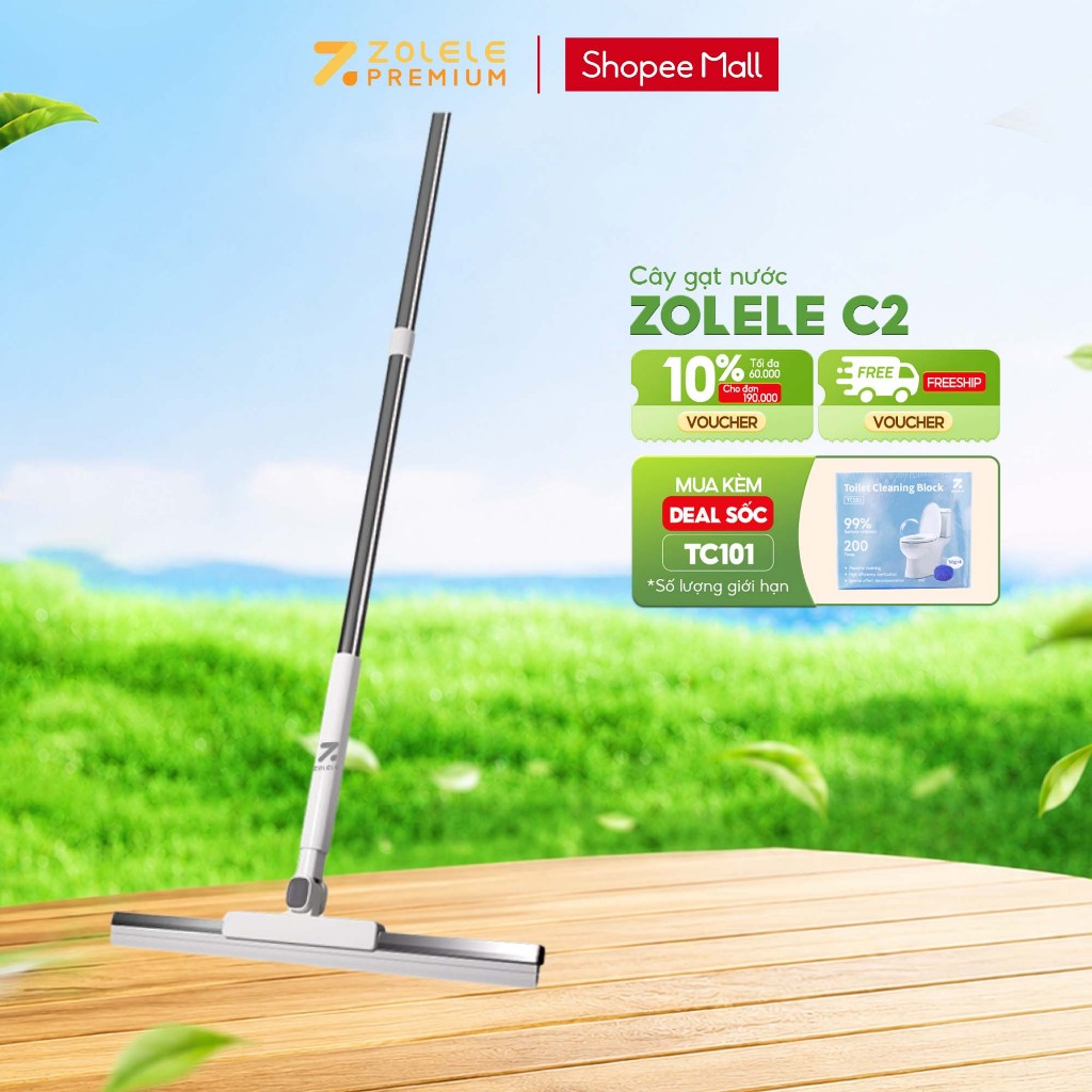 Cây gạt nước sàn nhà tắm ZOLELE C2 thanh gạt 50cm đầu xoay 180 - Chính Hãng