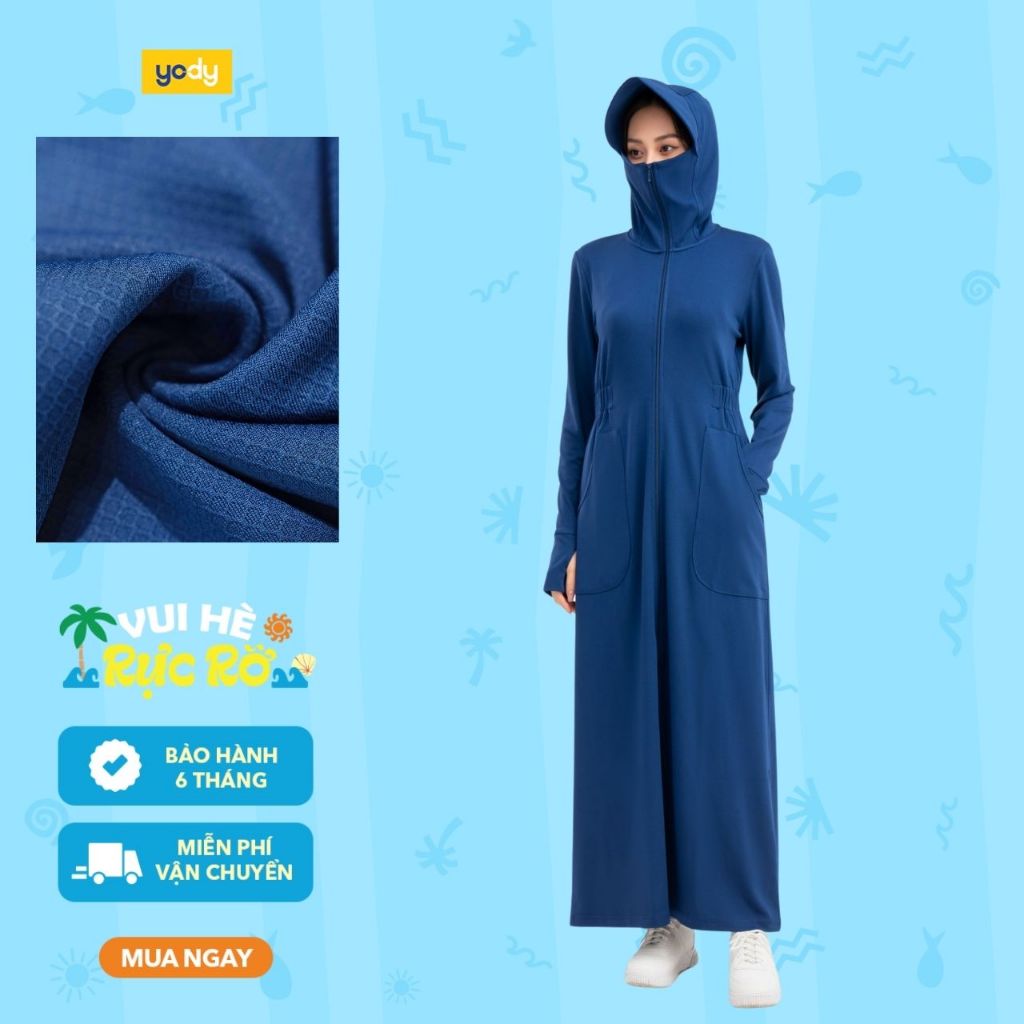 Áo chống nắng nữ dáng dài YODY chống nắng hiệu quả tối ưu mềm mại WESJ25S002
