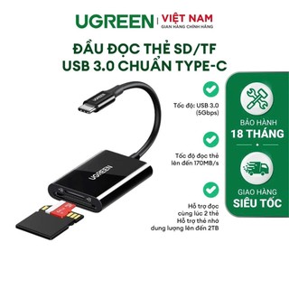 Đầu đọc thẻ SD/TF Ugreen 80888 CM401 35622 CM265 USB C 3.1 5Gbps | đọc thẻ 2TB | Hàng Chính Hãng