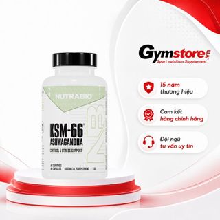 Viên uống NutraBio KSM-66 Ashwagandha, 60 viên, giảm stress, cải thiện giấc ngủ - Gymstore
