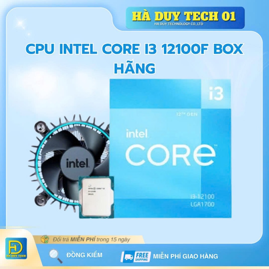 CPU INTEL CORE I3 12100F BOX HÃNG  - Full VAT  - Bh 36T - Ha Duy Tech