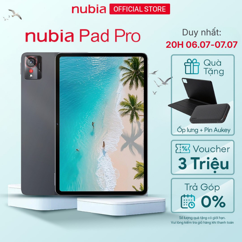 Máy tính bảng Nubia Pad Pro 2025 Mỏng Nhẹ I Chip Snapdragon 8 gen 3 I Pin 10100mAh 60W I Màn hình 2.8K I Tản nhiệt 6 lớp