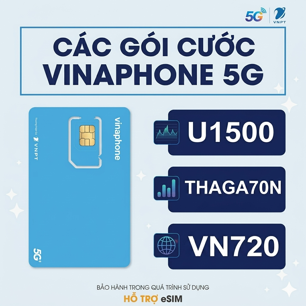 ĐỘC QUYỀN Sim Vinaphone 5G : U1500, THAGA70N, VN720 có hỗ trợ esim - Bách Hóa Sim