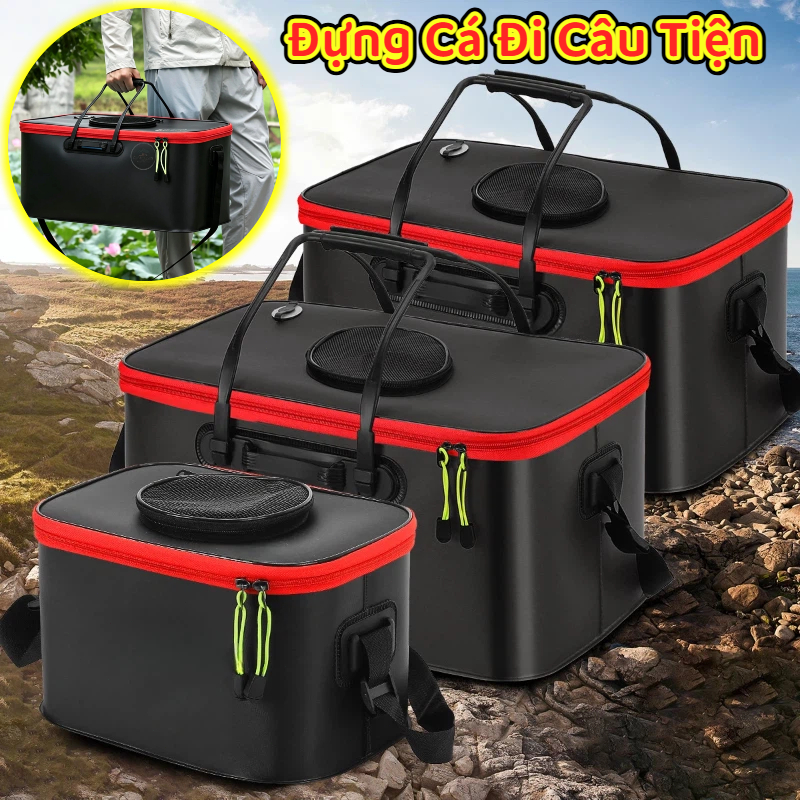 (PL)Thùng Đựng Cá Đi Câu Tiện Lợi Chuyên Đồ Câu Lure 30cm Giữ Cá Tươi Lâu Hộp lưới đánh cá