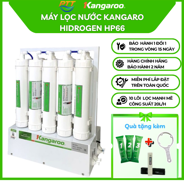 Máy lọc nước Kangaroo Hydrogen để gầm KGHP66 với 9 lõi lọc mạnh mẽ
