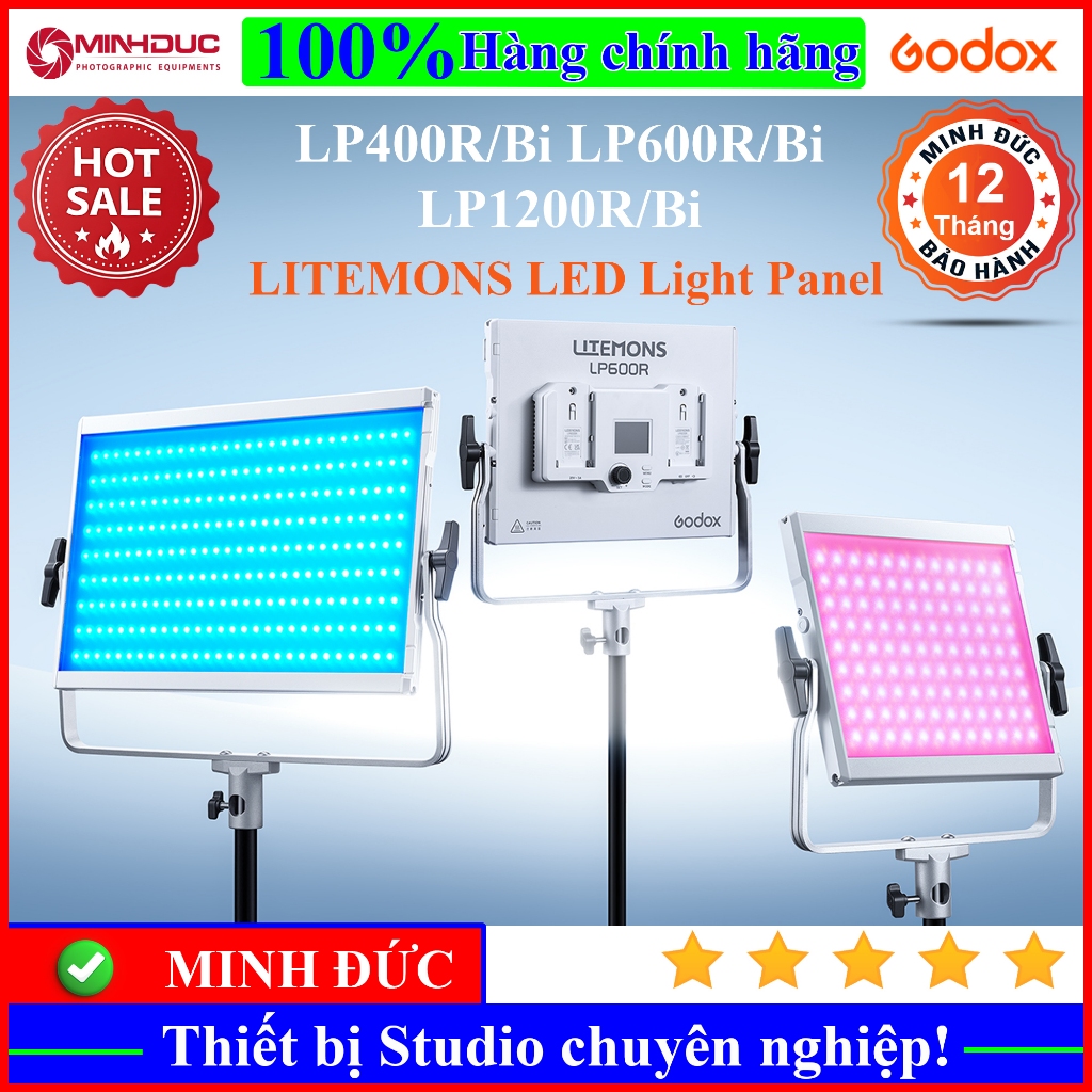 Đèn LED bảng Godox Litemons LP400R/Bi LP600R/Bi LP1200R/Bi - Điều chỉnh nhiệt độ màu ( MINH ĐỨC )