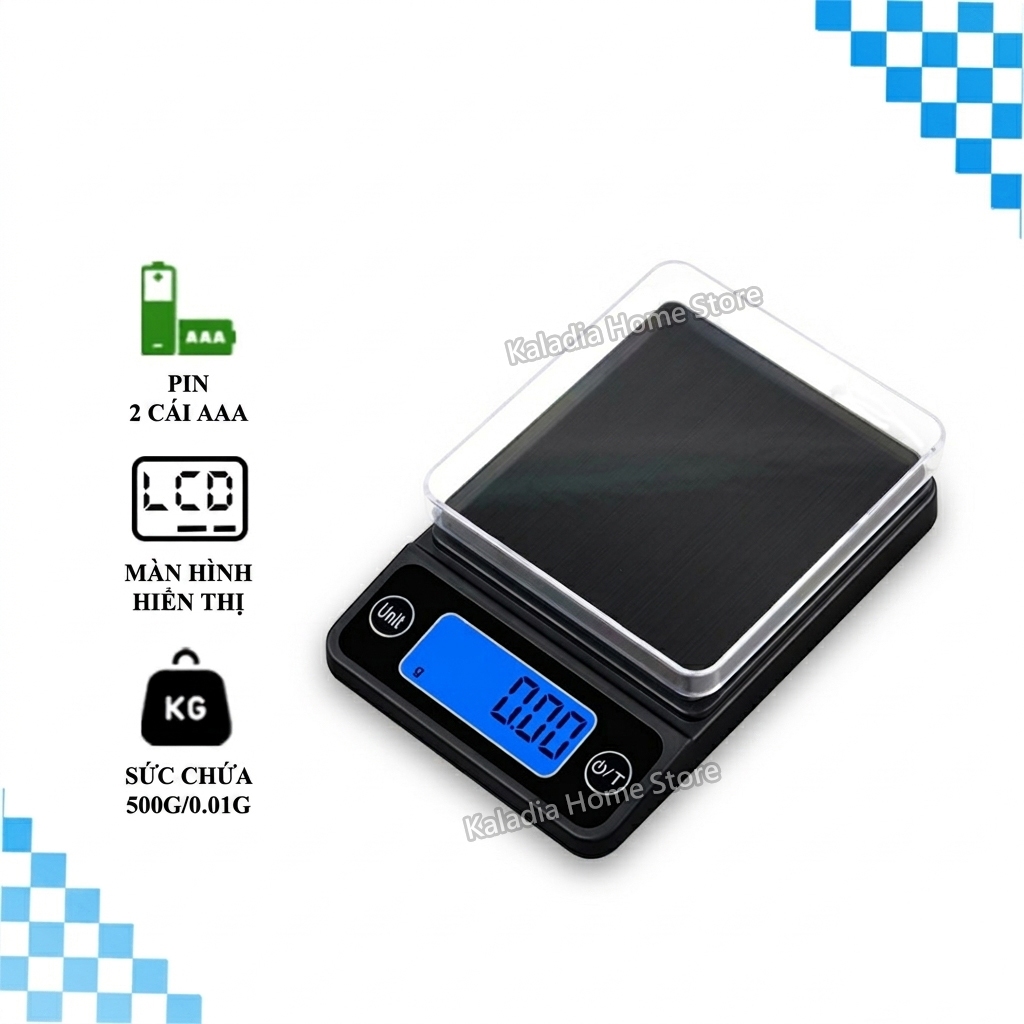 Cân vàng mini điện tử 500 gram / 0.01 gram, cân trang sức bỏ túi