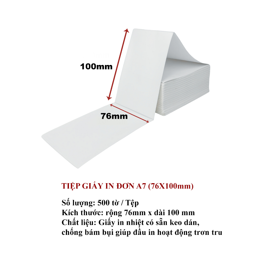 Giấy In Đơn A7 (76x100mm) Có Keo, In Bill K57 KHÔNG LÕI - Giấy In Nhiệt K57 (57x38)
