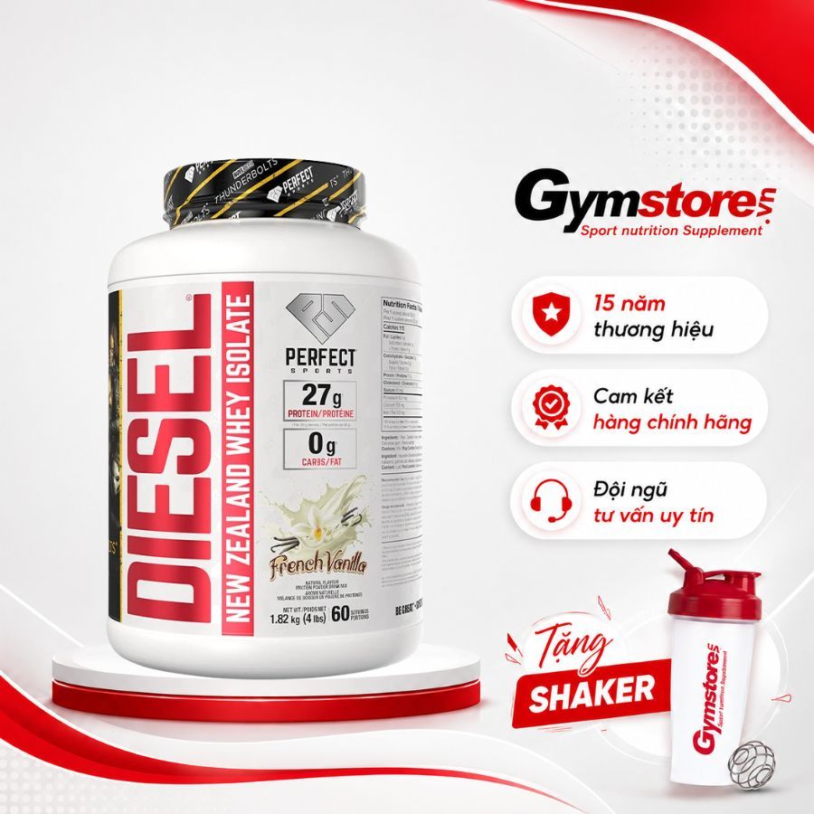 Sữa tăng cơ Perfect Diesel Whey Protein Isolate 4Lbs (Canada) siêu tinh khiết không gây mụn Gymstore