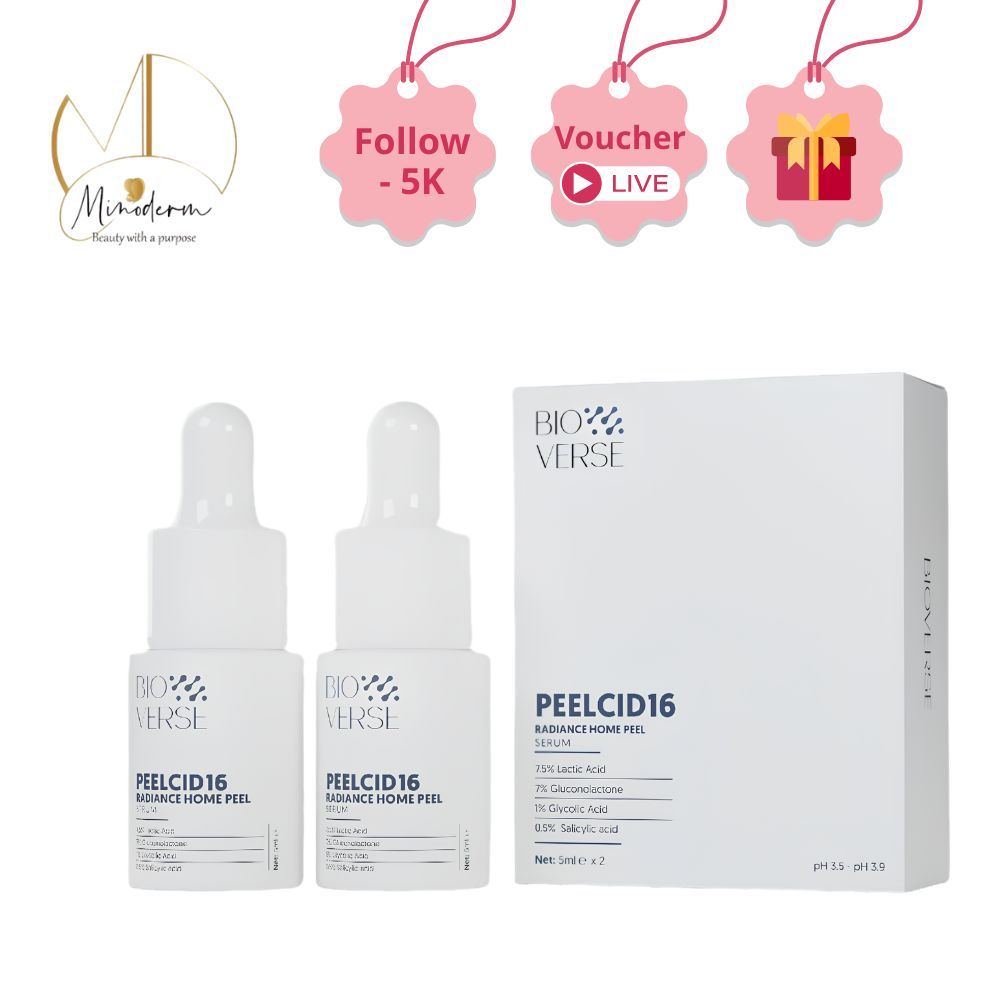 Tinh chất Bioverse PEELCID16 Radiance Home Peel hỗ trợ làm sạch sừng cũ, đều màu da 10ml