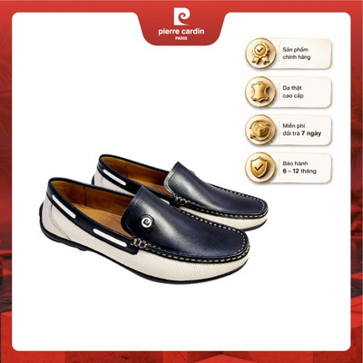 Giày lười nam Pierre Cardin da bò thật, đế cao su, kiểu dáng năng động, phối màu độc đáo - mã 510