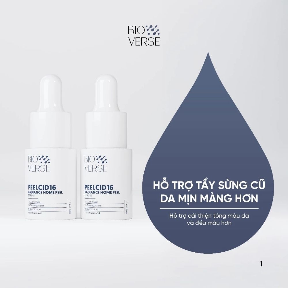 Ảnh 2 của Tinh chất Bioverse PEELCID16 Radiance Home Peel hỗ trợ làm sạch sừng cũ, đều màu da 10ml