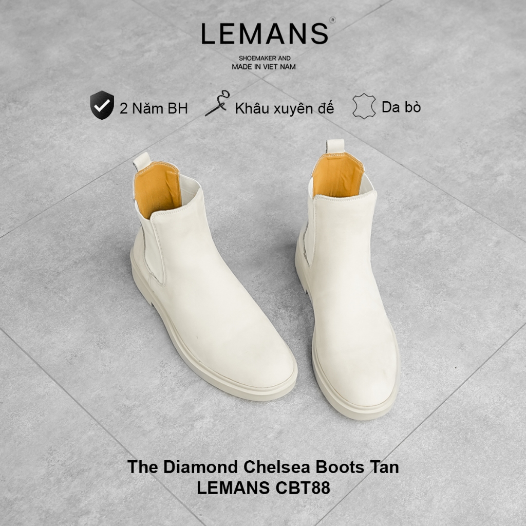 Giày nam Chelsea Boots da lộn LEMANS màu Tan đế cao 4cm bảo hành 12 tháng