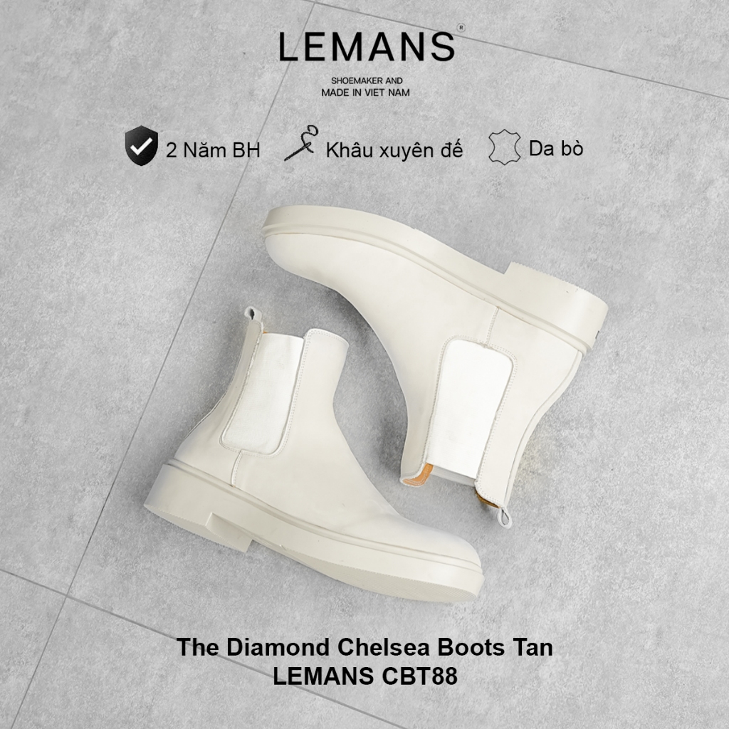 Giày da lộn Chelsea Boots nam LEMANS màu Tan, đế thơm tăng cao 4cm, BH 24 tháng