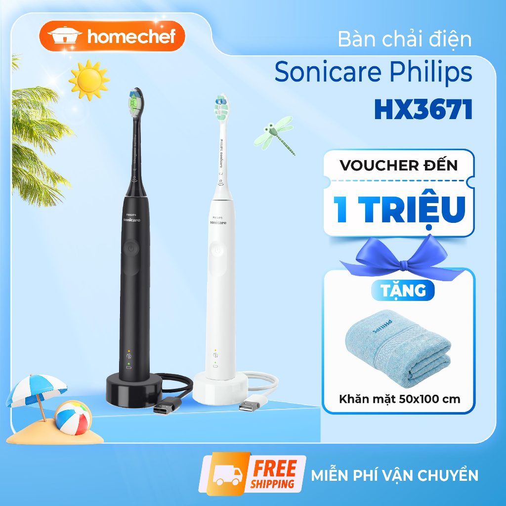 Bàn Chải Điện Philips Sonicare HX3671/54 - HX3671/23, Làm Sạch Mảng Bám Hiệu Qủa, Bảo hành 2 năm