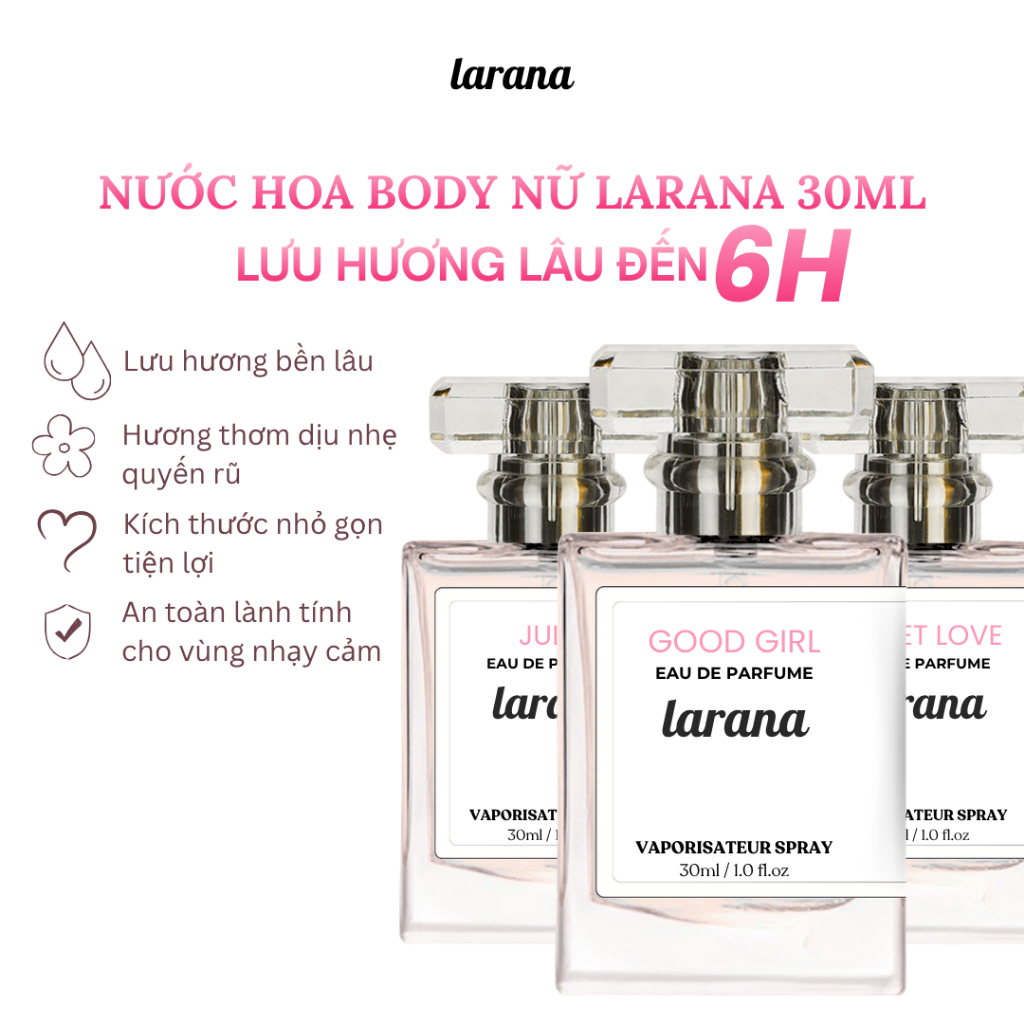 Nước hoa nữ chính hãng Larana 30ml lưu hương lâu 6h hương thơm quyến rũ ngọt ngào dịu nhẹ cuốn hút