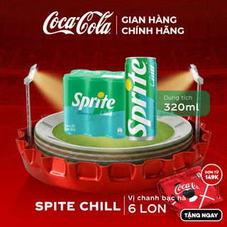 Lốc 6 Lon Nước Ngọt Giải Khát Có Gas Hương Chanh Bạc Hà Sprite Chill 320ml/Lon Sale 25.07_SP