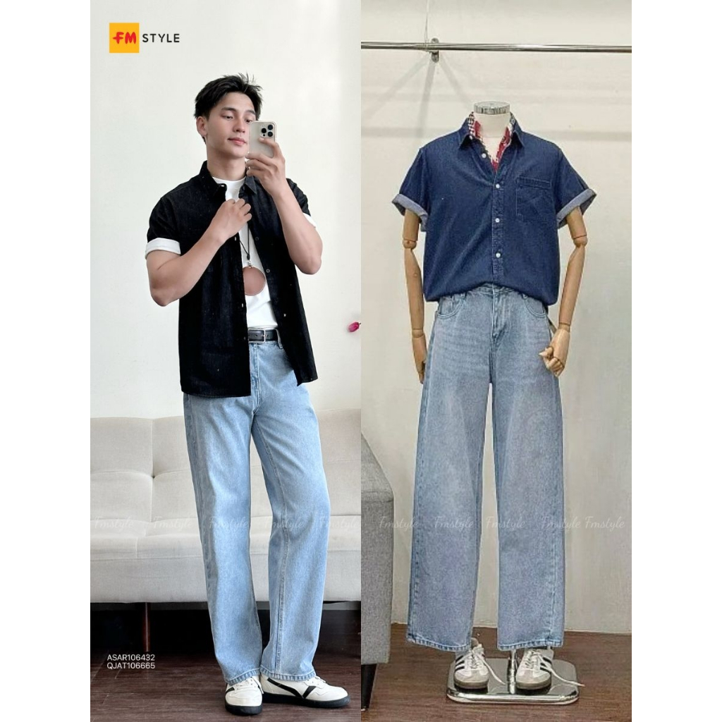 Quần Jeans Nam FMSTYLE Straight Chuẩn From Màu Xanh Nhạt Dễ Mang  26040749
