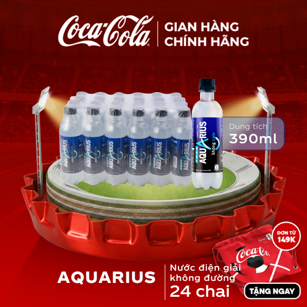 Lốc 24 Chai Nước Điện Giải Bù Khoáng Không Đường Aquarius Zero 390ml/Chai CocaCola_Official_Store Sa