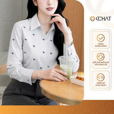 Áo Sơ Mi Nữ 𝐂𝐂𝐇𝐀𝐓 Dáng Suông Tay Lỡ Felix Chất Liệu Cao Cấp 16FDT2134ST
