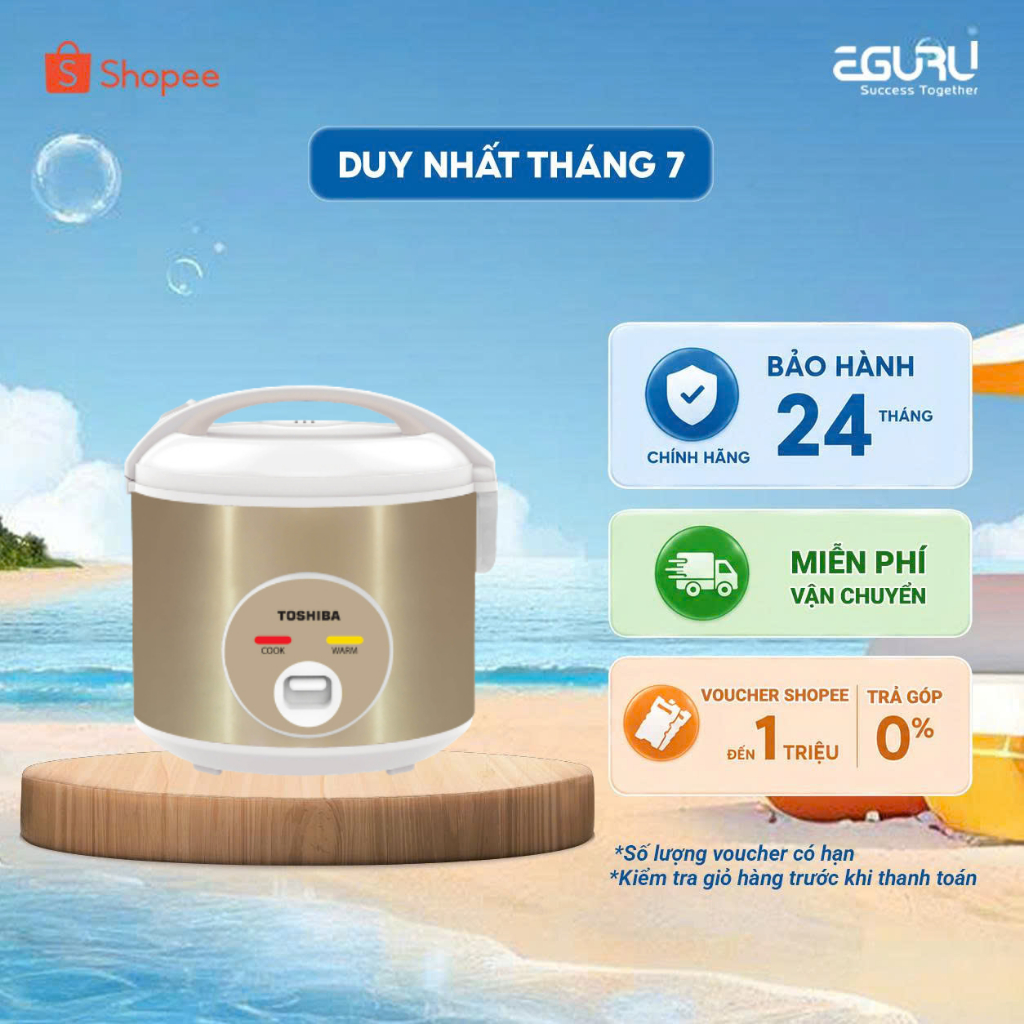 Nồi Cơm Nắp Gài Toshiba RC-10JH1TVN(N) / RC-18JH1TVN(N) 1L - Hàng Chính Hãng - Bảo Hành 12 Tháng