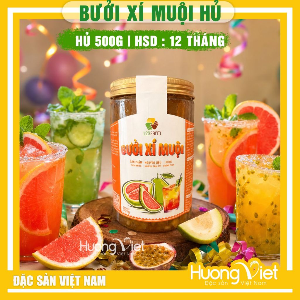 Bưởi xí muội hủ 500g 123farm - nước giải khát tươi mát