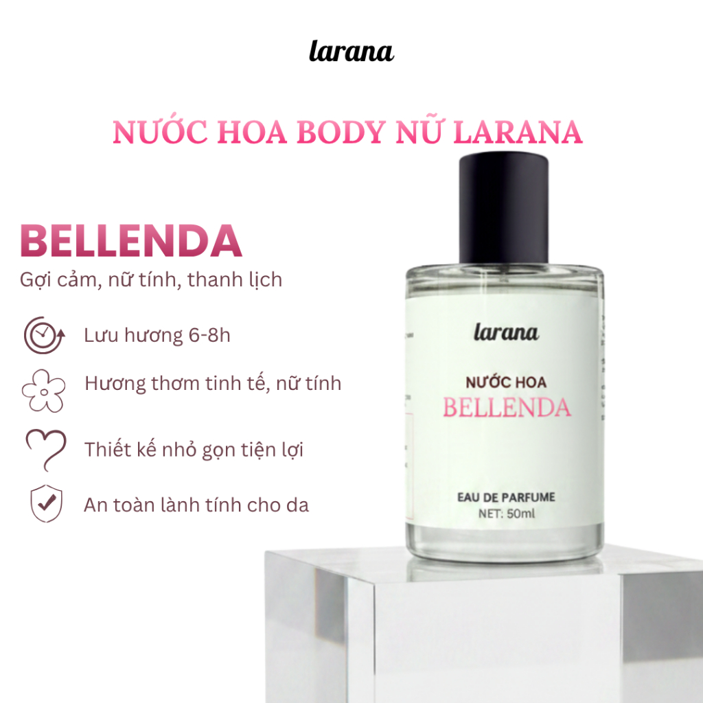 Nước hoa nữ Larana Bellenda Eau De Parfume  hương thơm thanh lịch, nữ tính, sang trọng dung tích10ml