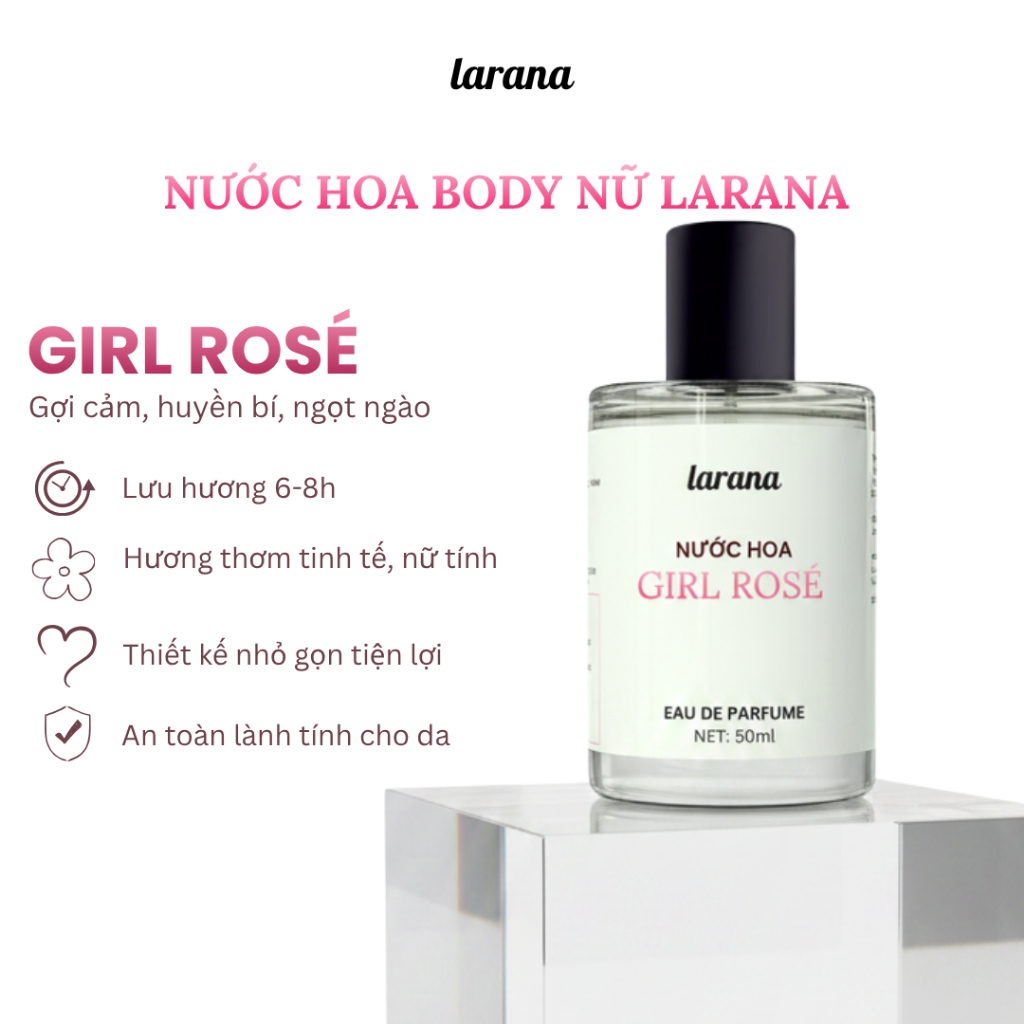 Nước hoa nữ Good Girl/Girl Rosé thương hiệu Larana hương thơm ngọt ngào quyến rũ, nữ tính dung tích 