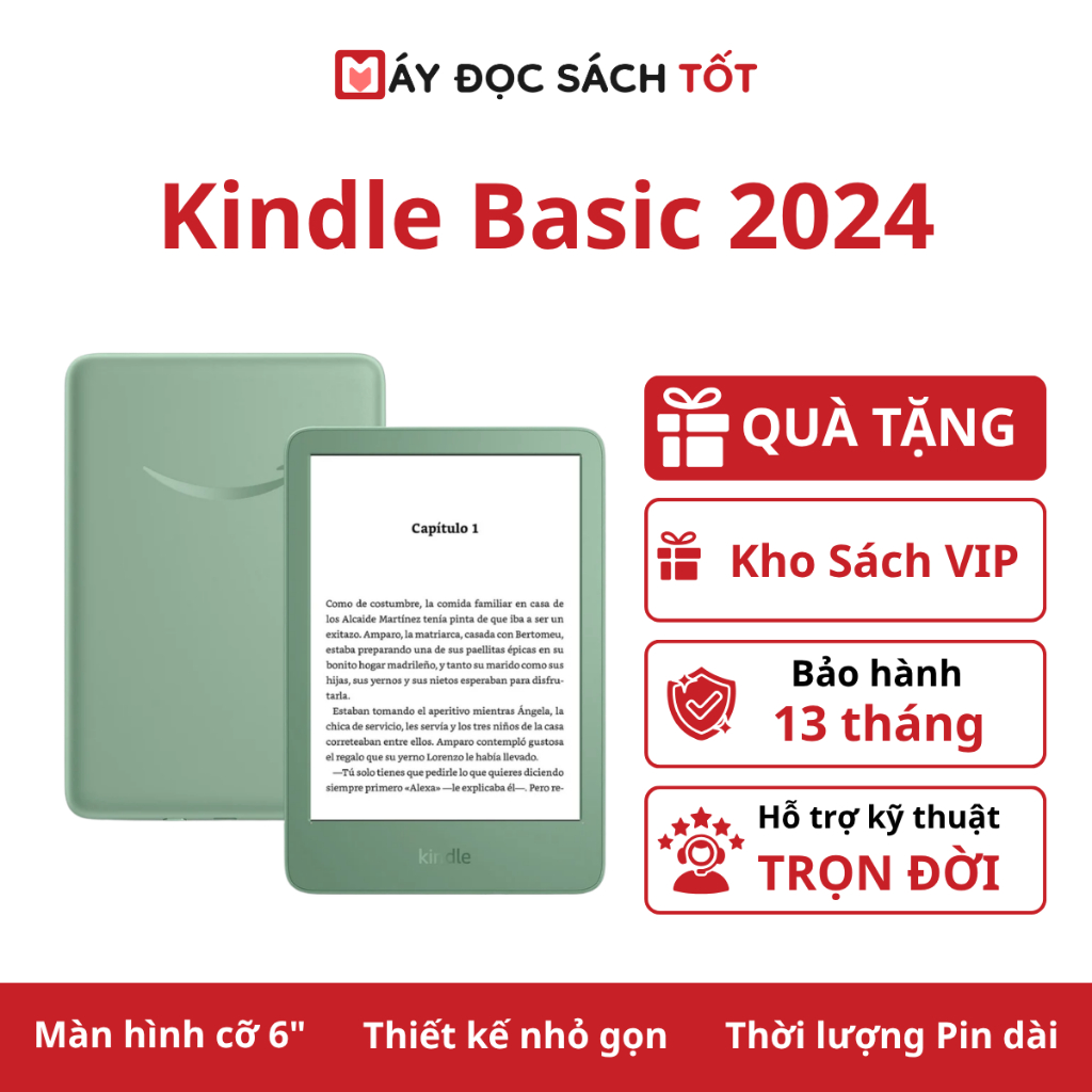 Máy đọc sách Kindle Basic 2024 | Kindle 2024 | Bảo hành 12 tháng | Tặng kho sách VIP
