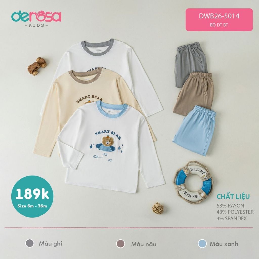 Bộ DT bé trai Derosa Kids (6-36M) DWB26-5014