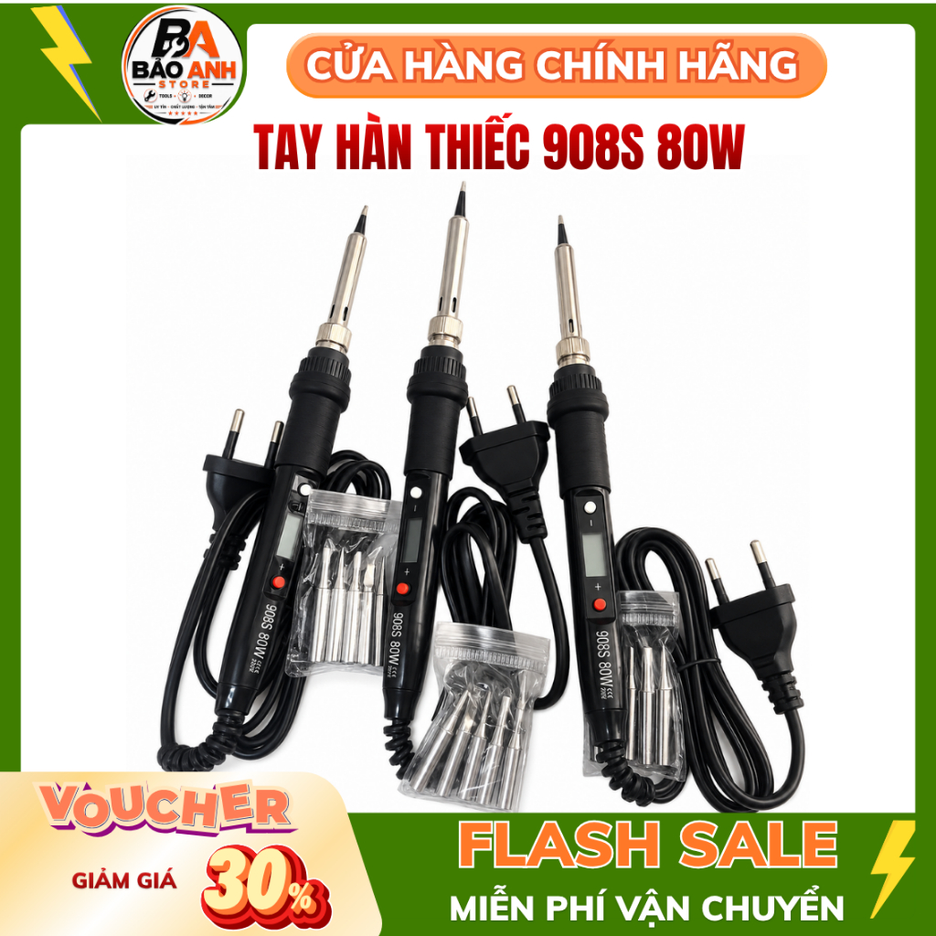 mỏ hàn 908s điều chỉnh nhiệt độ NO 908S 80W( kèm 5 mũi hàn )