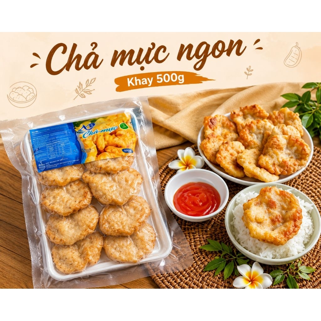 Chả mực đặc biệt khay 500g. (giao hỏa tốc)