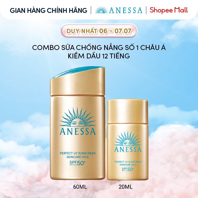 [HANNAH OLALA] Combo Sữa chống nắng dưỡng da kiềm dầu bảo vệ hoàn hảo Anessa Gold Milk SPF50+ PA++++