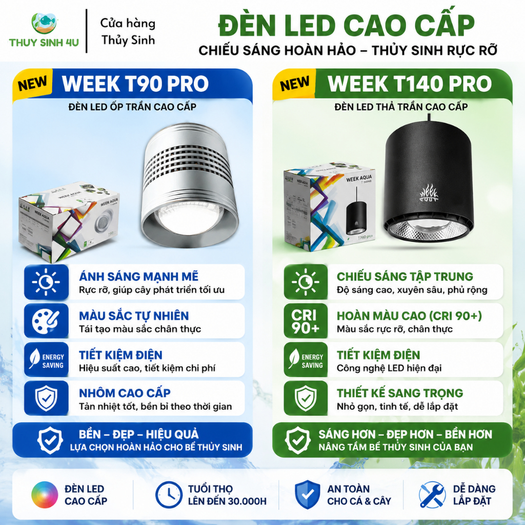 Đèn Week T90 Pro - T140 Pro, chỉnh APP với nhiều chế độ màu
