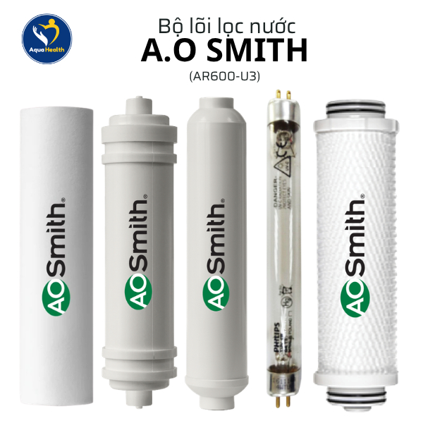 [XEM MÔ TẢ] Bộ Lõi Lọc Nước A.O Smith Dùng Cho Máy Lọc Nước A.O Smith (AR600-U3, AR75-U2)